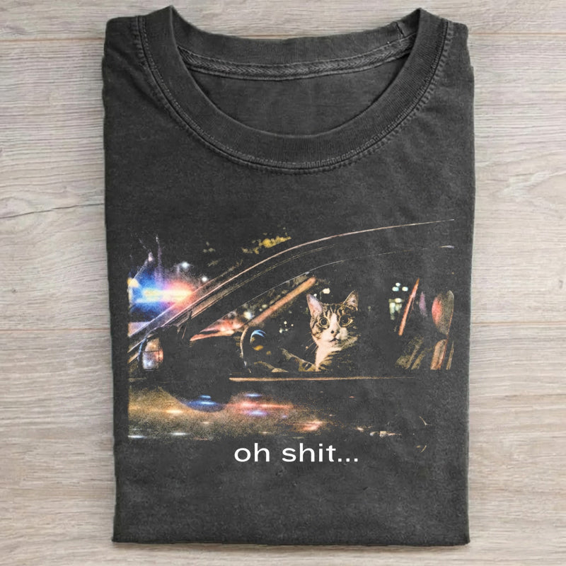 Funny Cat Getting Pulled Over T-shirt