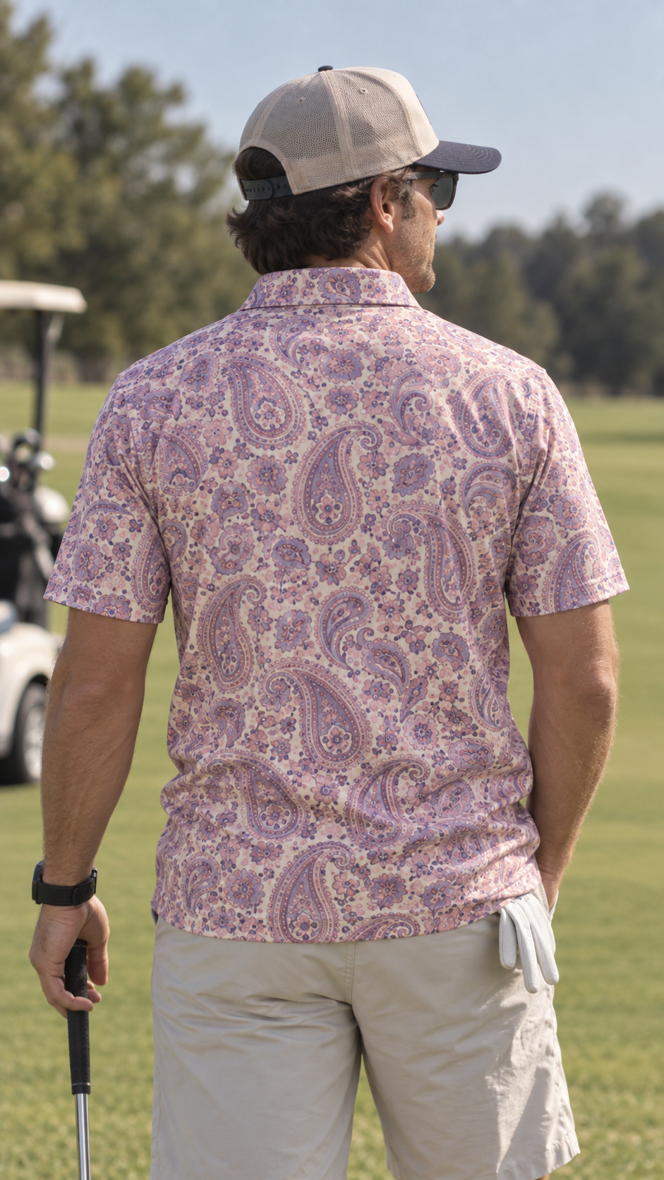 Blush Paisley Floral Golf Polo Shirt