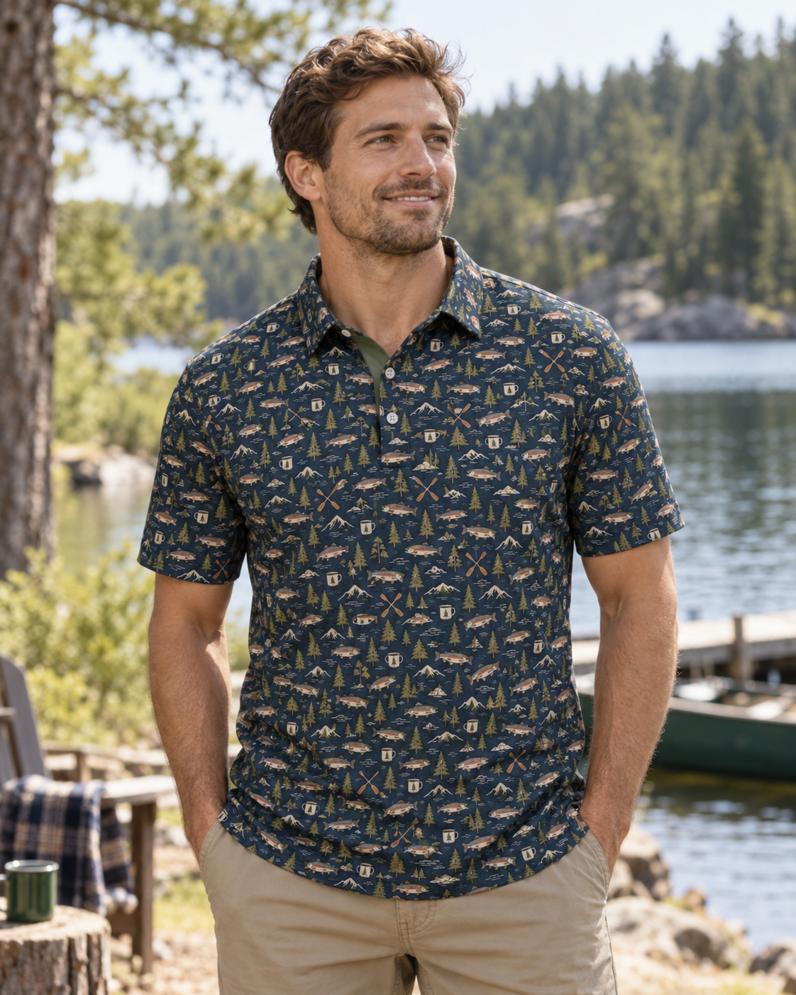 Lake & Line Outdoor Print Polo Shirt