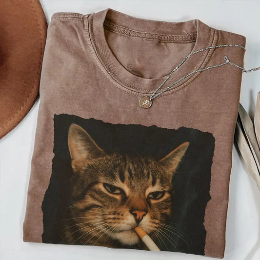 Funny Smoking Cat T-shirt