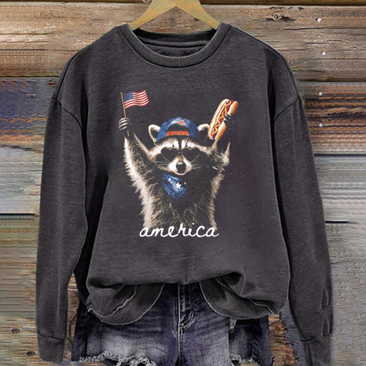 Feral & Free Racoon 4th of July Sweatshirt