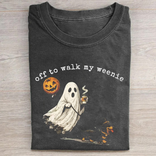 Off To Walk My Weenie Halloween T-shirt