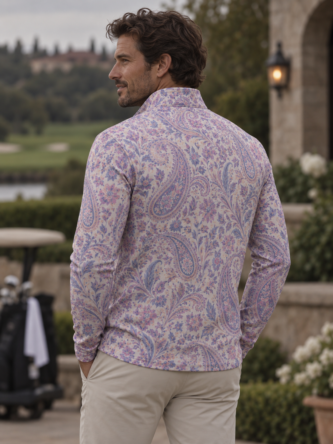 Lavender Paisley Quarter-Zip Pullover