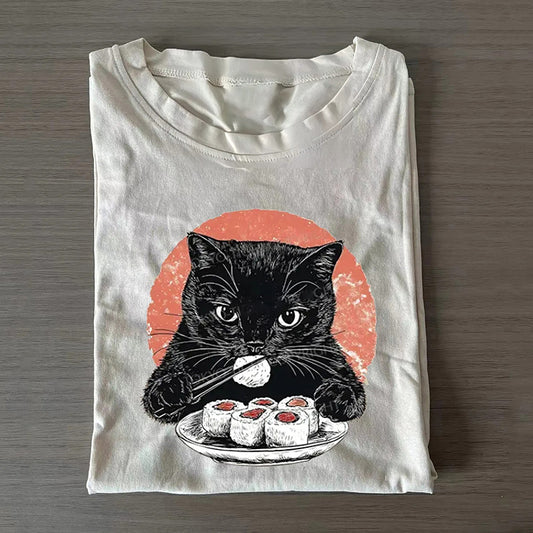 Cat Eating Delicious Sushi T-shirt