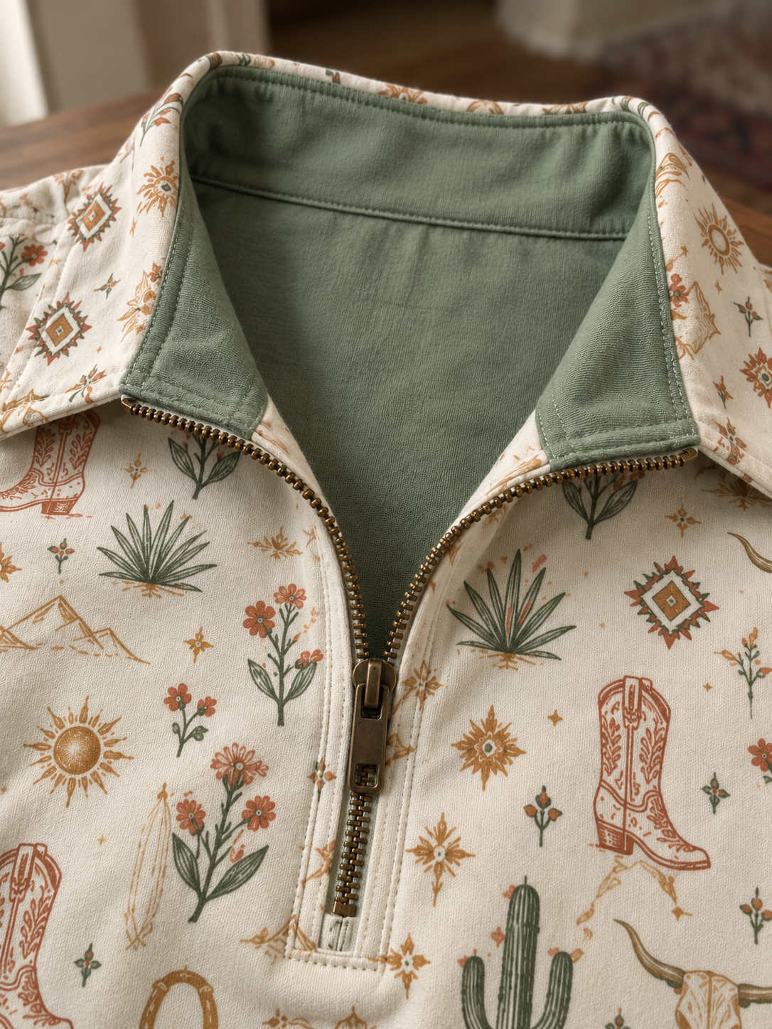 Desert Bloom Western Quarter-Zip Pullover