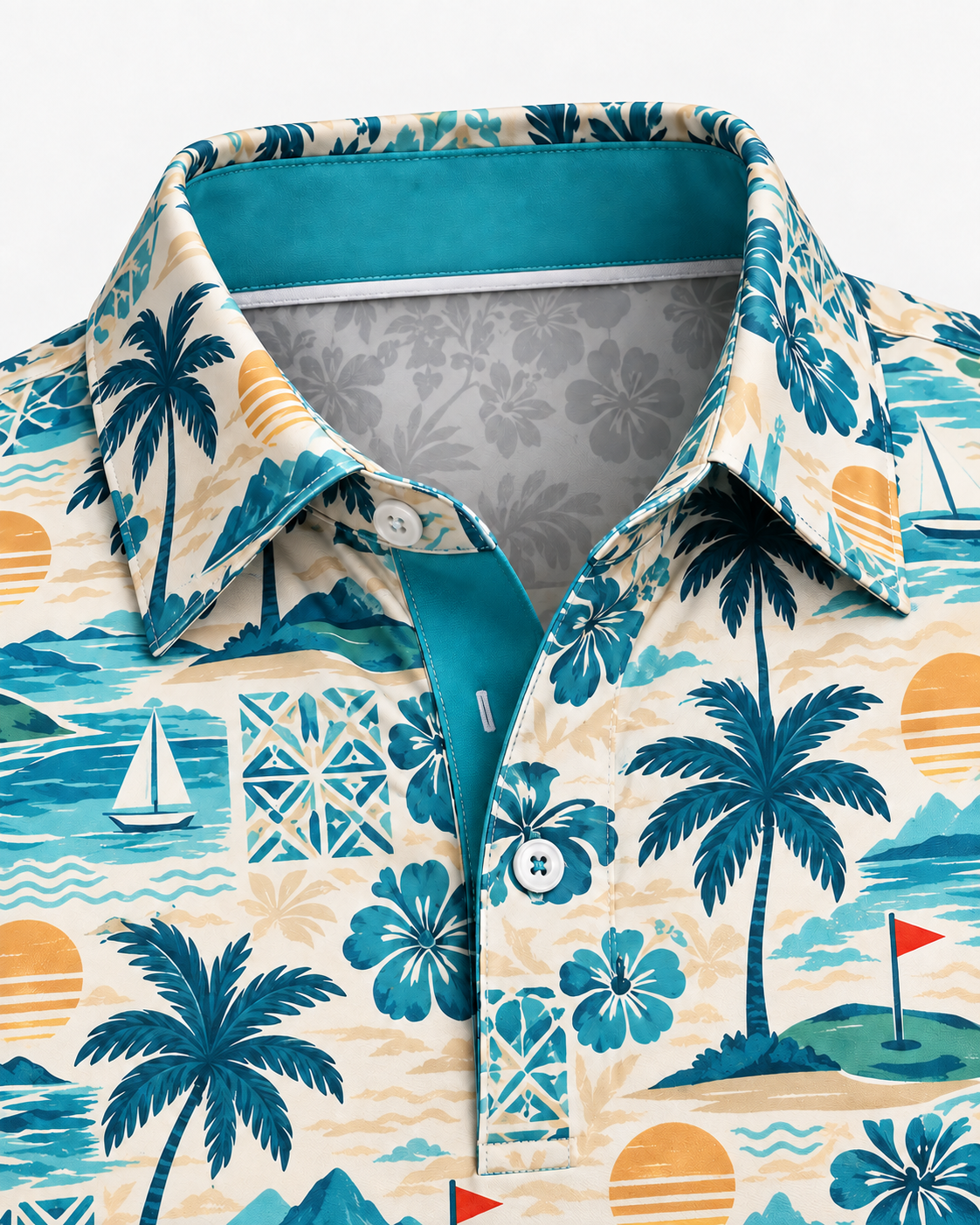 Coastal Escape Tropical Golf Polo Shirt
