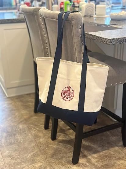 Navy Trim Canvas Tote