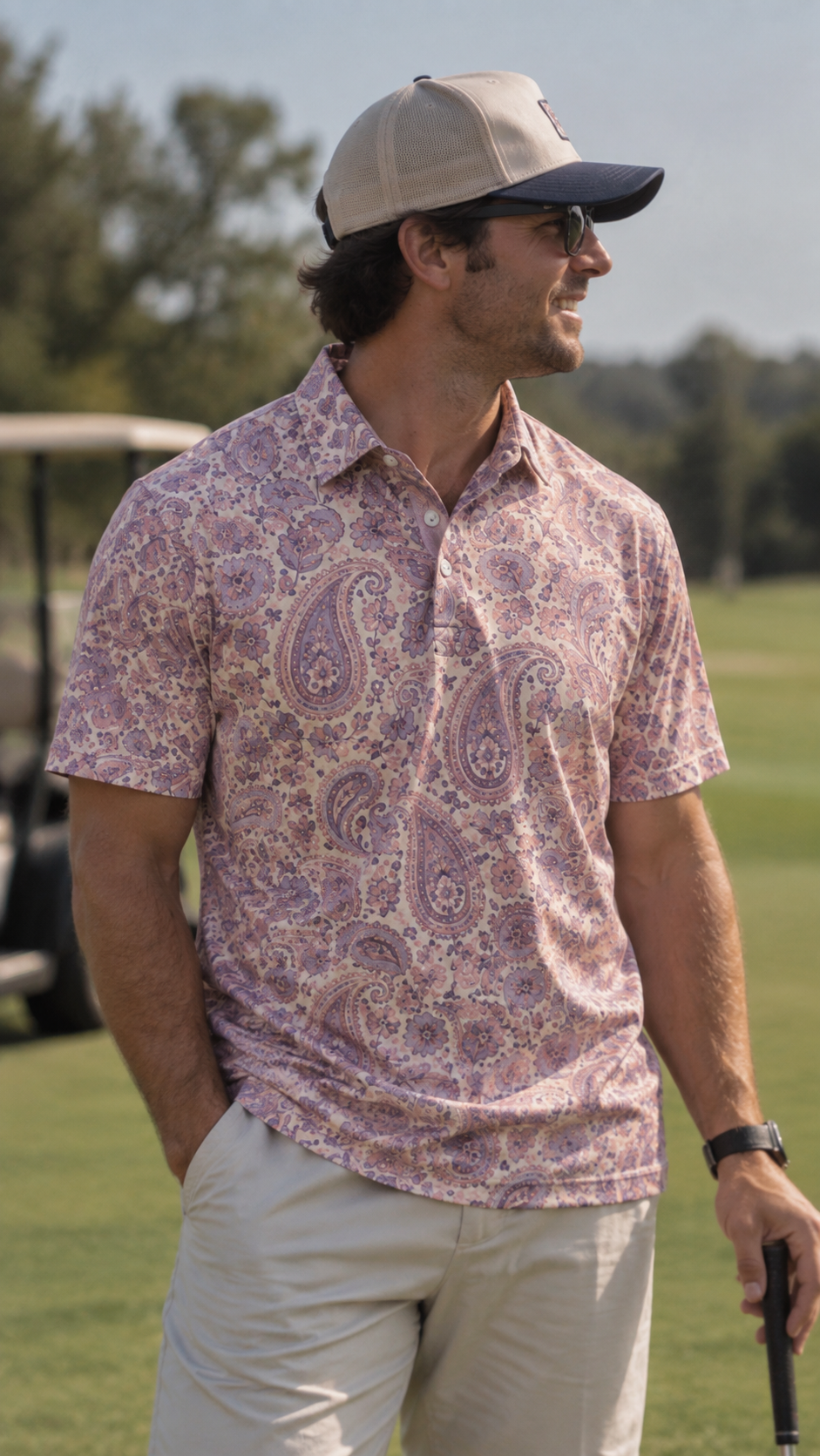 Blush Paisley Floral Golf Polo Shirt
