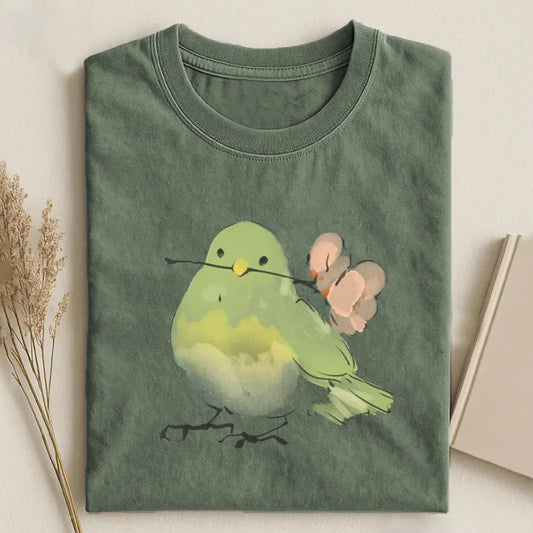 Cute Bird With Flower T-shirt