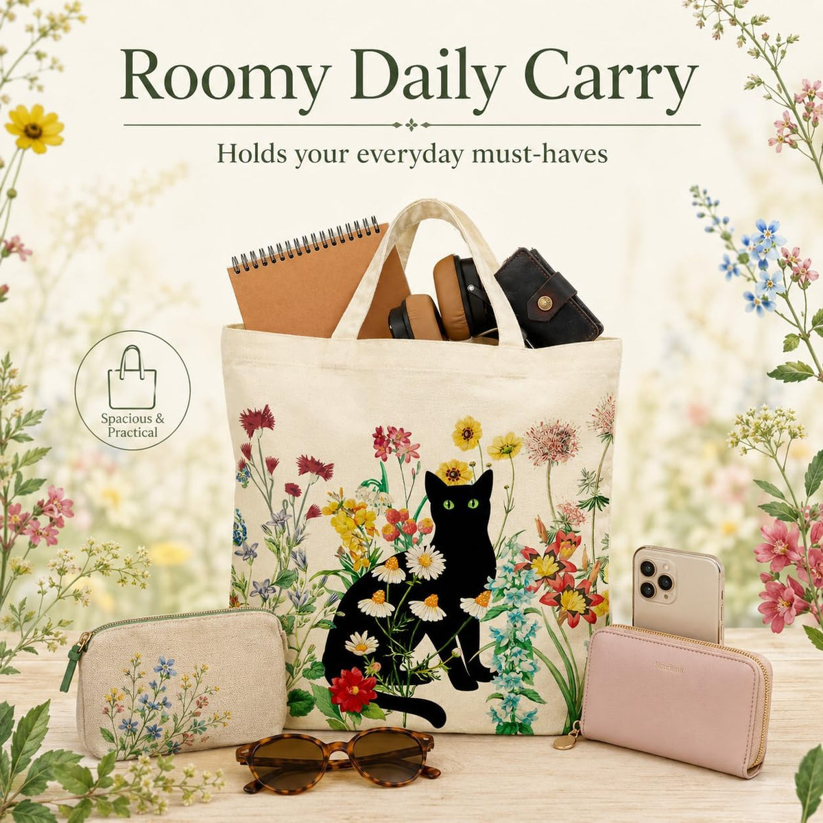 Floral Cat Tote