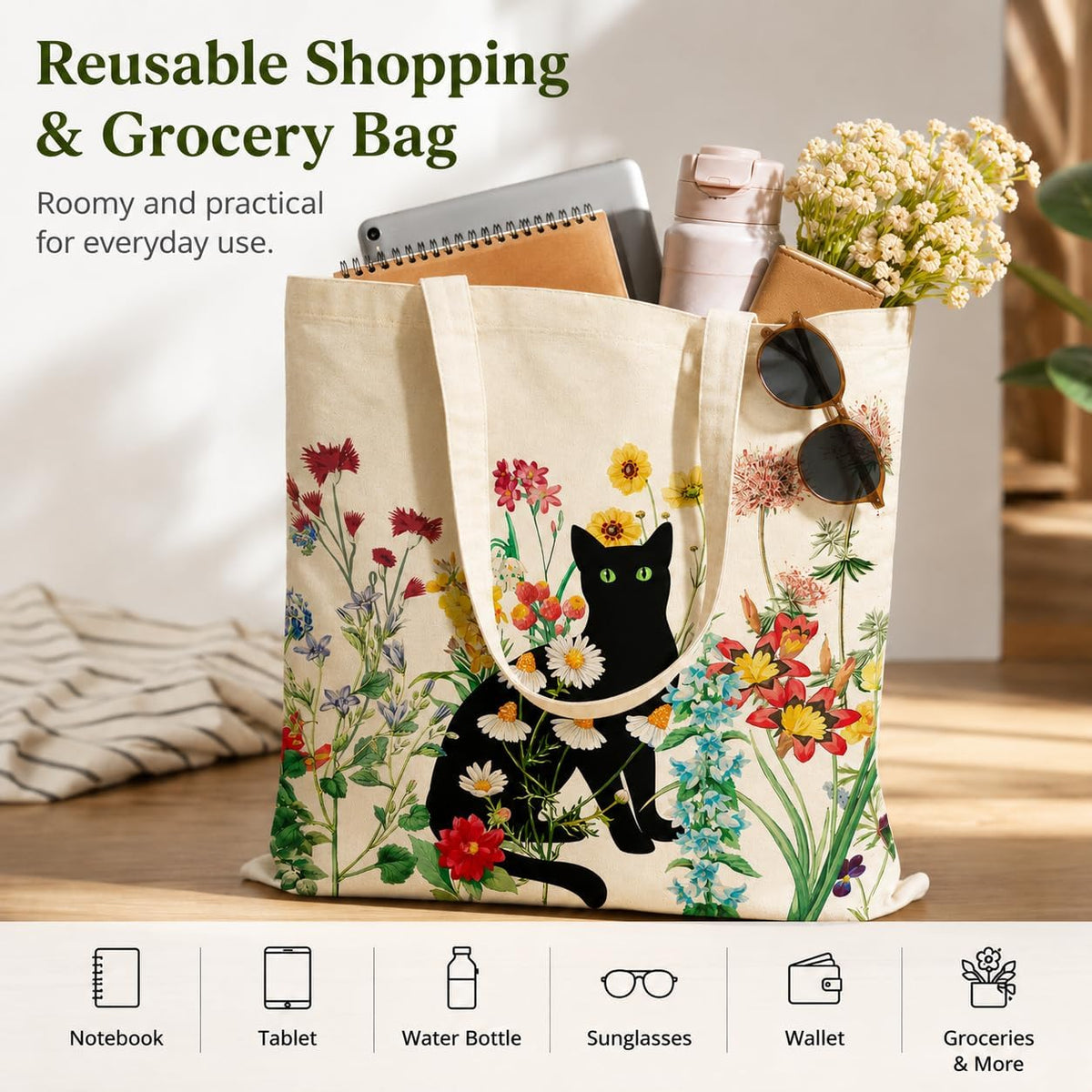 Floral Cat Tote