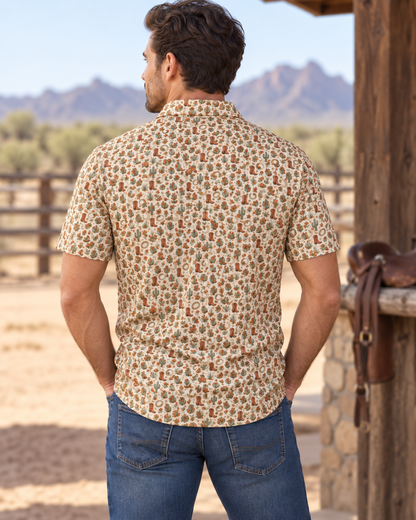 Desert Bloom Western Print Polo Shirt