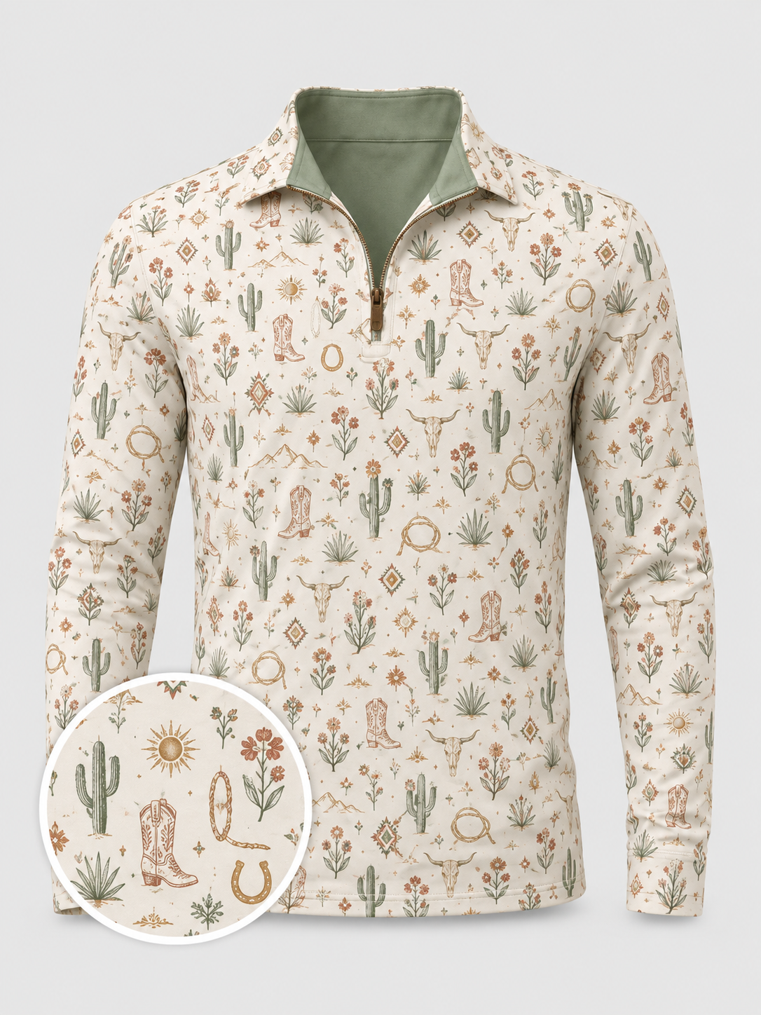 Desert Bloom Western Quarter-Zip Pullover