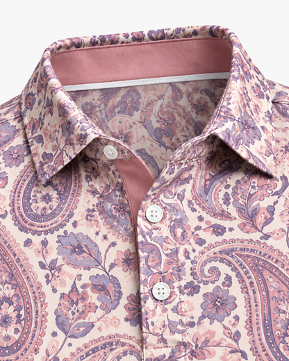 Blush Paisley Floral Golf Polo Shirt
