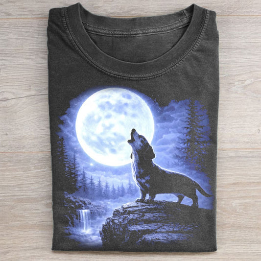 Dachshund Howling Moon T-shirt