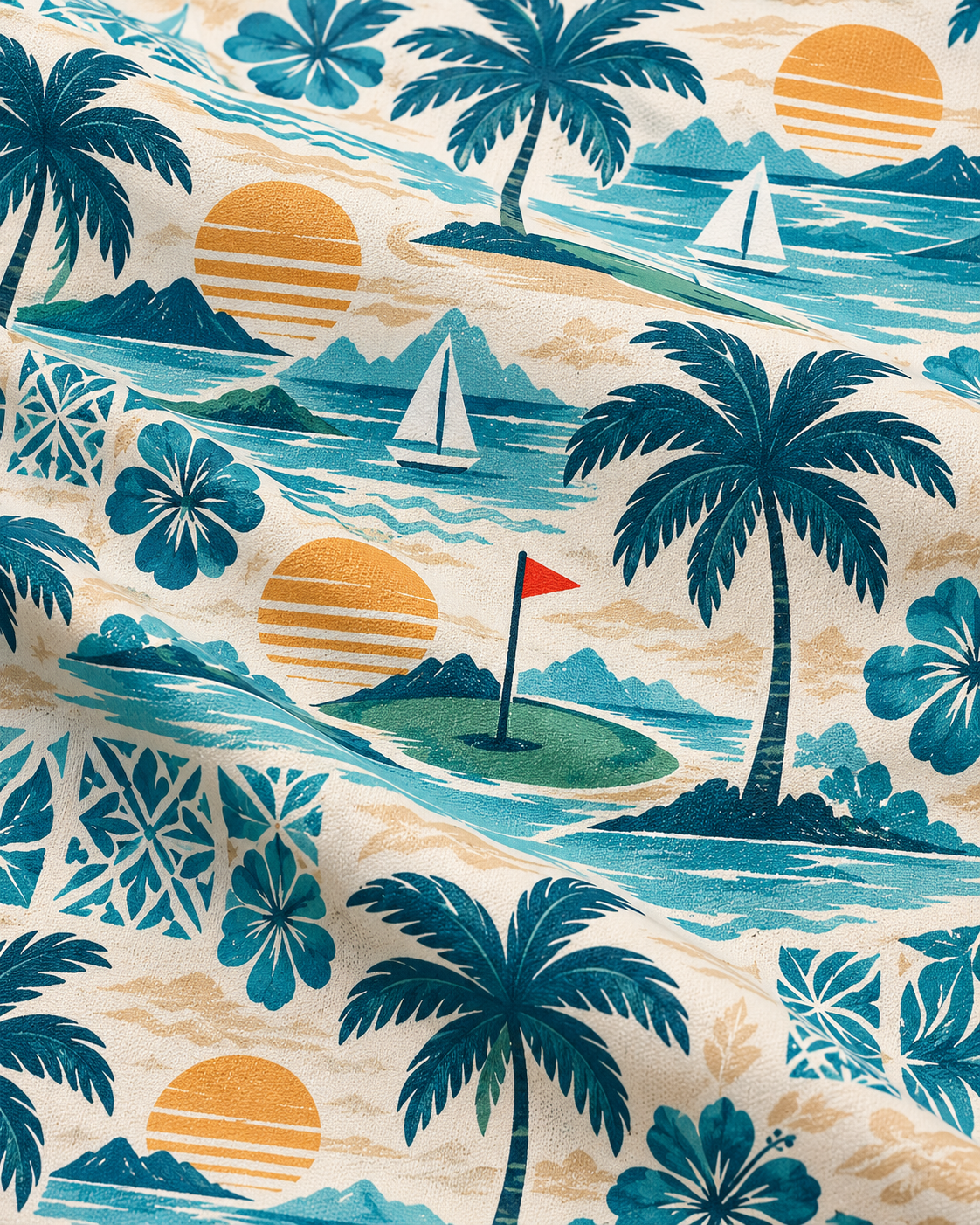 Coastal Escape Tropical Golf Polo Shirt