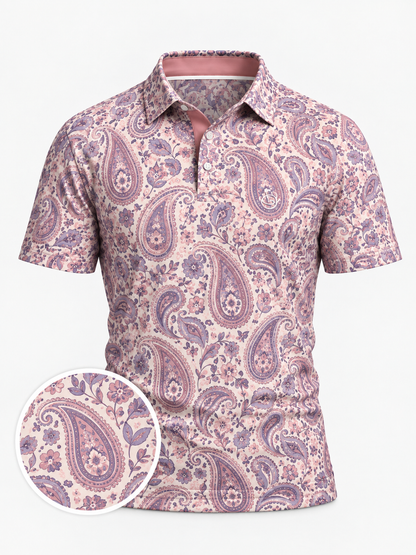 Blush Paisley Floral Golf Polo Shirt