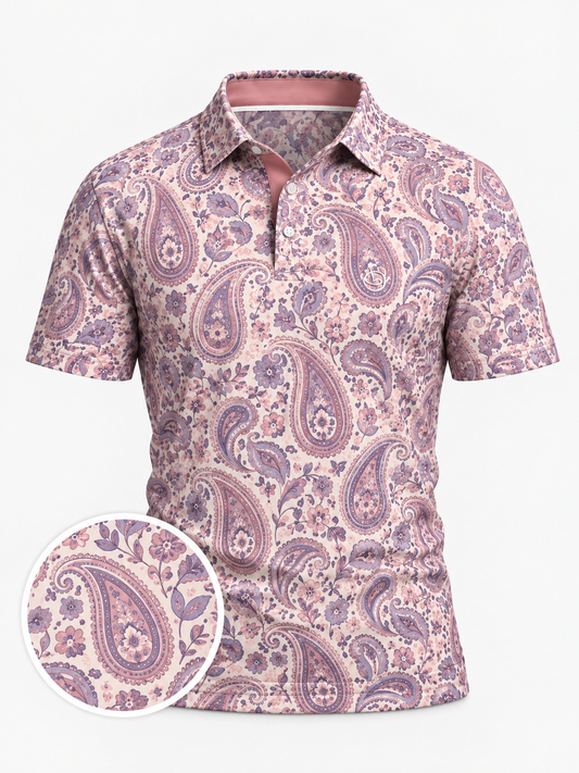 Blush Paisley Floral Golf Polo Shirt