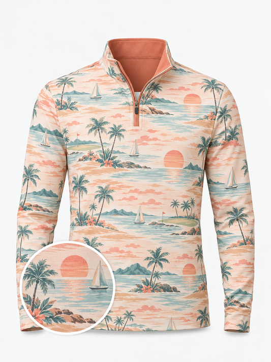 Sunset Cove Tropical Quarter-Zip Pullover