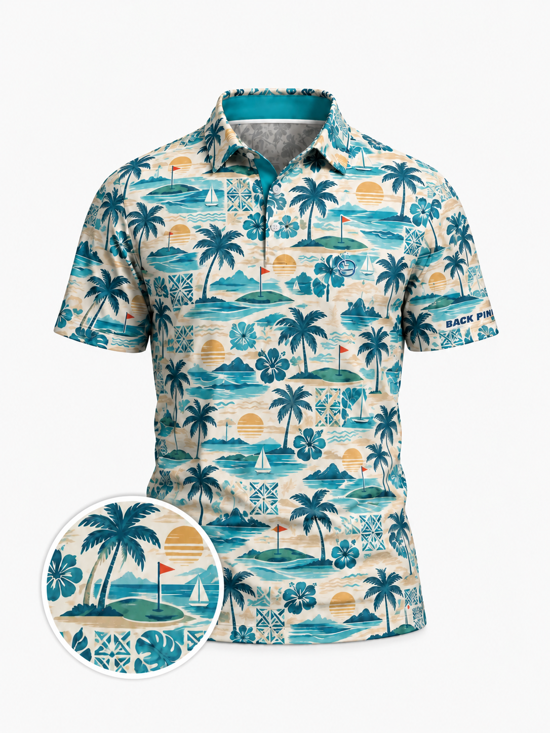 Coastal Escape Tropical Golf Polo Shirt