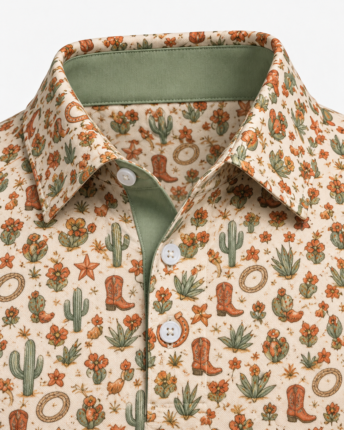 Desert Bloom Western Print Polo Shirt