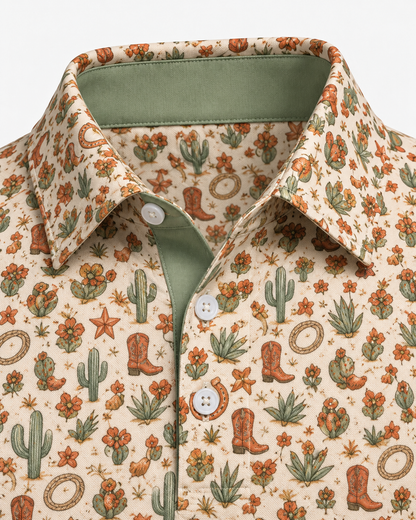 Desert Bloom Western Print Polo Shirt