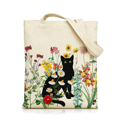 Black Cat Garden Tote Bag