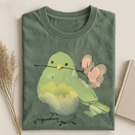 Cute Bird With Flower T-shirt