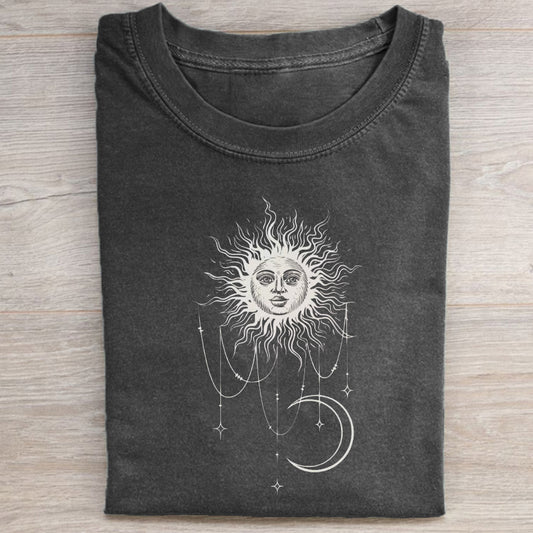 Celestial Sun Crescent Moon BOHO T-shirt